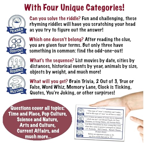 Wit’s End — A Smart, Mind-Bending Trivia &amp; Brain Teaser Game That Will Challenge Your Wits &amp; Knowledge — Adult &amp; Family Night Fun
