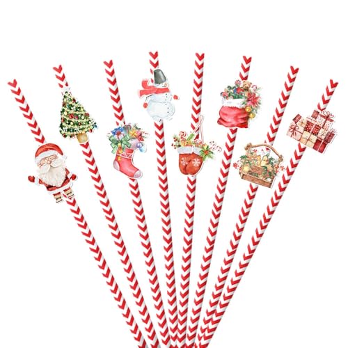 24 pitillos de papel de Navidad coloridos y desechables miniatura 4