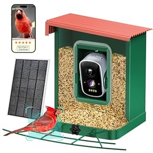 Bird Feeder with Camera Solar Powered 21L Smart Bird Feeder with AI Identify Bird Arrival Notifications Auto Recording Sturdy Metal for Outdoor Weather Gift for Bird Lover