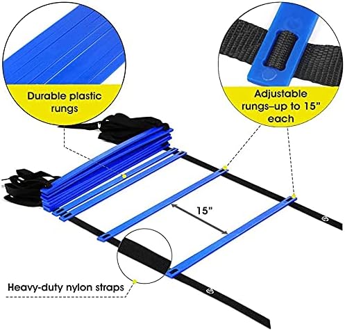 KIKILIVE Agility Ladder, Speed Agility Training Kit, Footwork Equipment 12 Rung 20ft with Carrying Bag for Sports Soccer, Football, Exercise Fitness