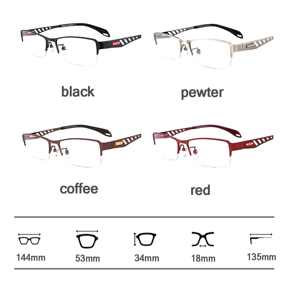 Progressive multifokale Lesebrille, rechteckige Lesebrille für Herren, Blaulicht-Schutzbrille, Brille mit nahezu doppeltem Verwendungszweck, 3-fach-Optik, hohles Design, Metallbrille mit Halbrand