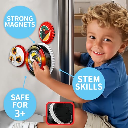 Image of Magnetic Gears Toy Set 8 PCS, Gear Toys for Toddlers 1-3 with Music & Light, Educational STEM Learning Fun Fridge Magnets for Kids, Toddler Electric Spinner Toys Gift for Boys Girls