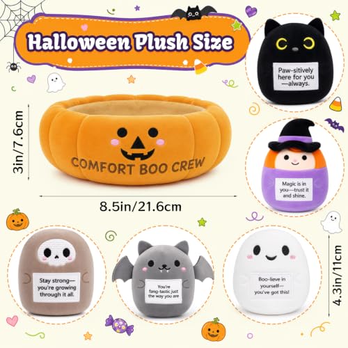 Image of Halloween Stuffed Animal - Emotional Support Plush Set with Pumpkin Basket