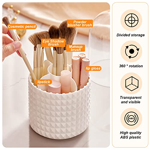 Miniatura 6 de Syulcr Organizador De Brochas De Maquillaje A Prueba De Polvo, Organizador De Brochas De Maquillaje Giratorio De 360 Con Tapa, Organizador De Cosméticos Giratorio Con Almacenamiento Para Baño