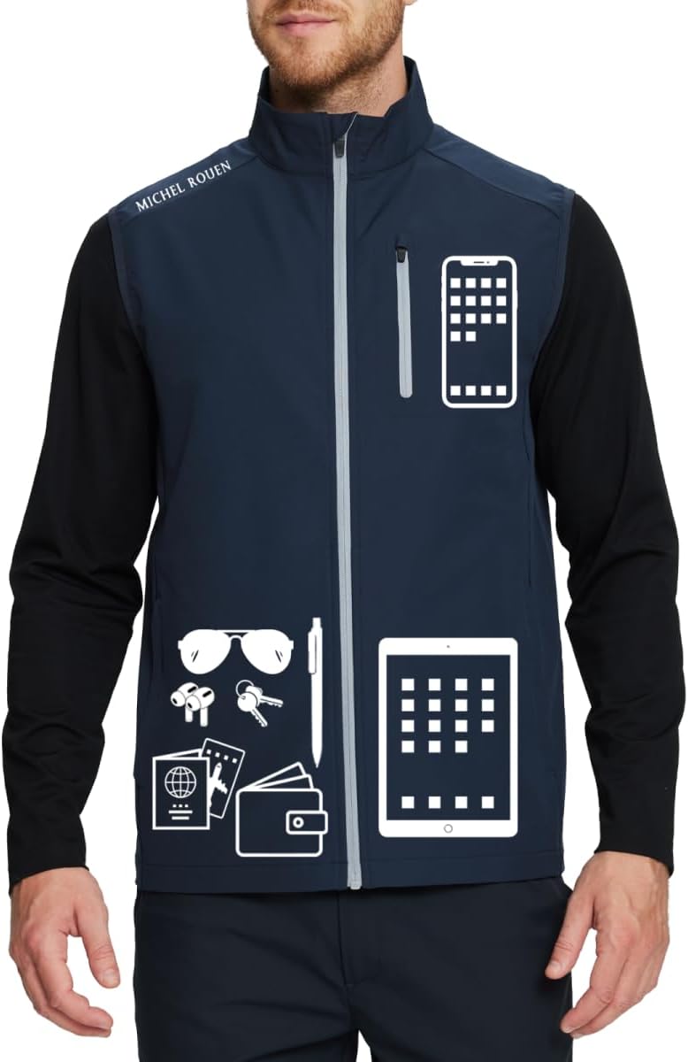 Rouen Mens Vests Outerwear Performance Lightweight Sleeveless Jacket Windproof Softshell Vests Sports Golf Vest for Men - Image 4