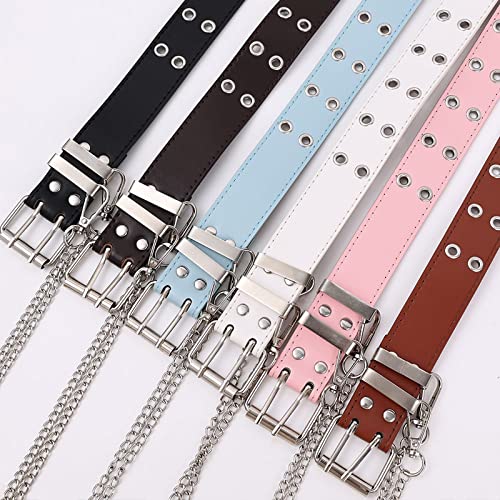 Double Grommet Belt Leather Punk Vintage Rock Jeans y2k Belts for Women Girls Men4