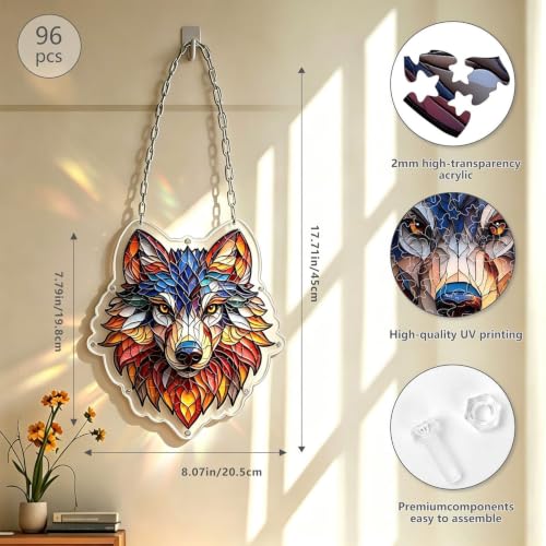 Acrílico de lobo y panel colgante con prisma de luz para ventana 7