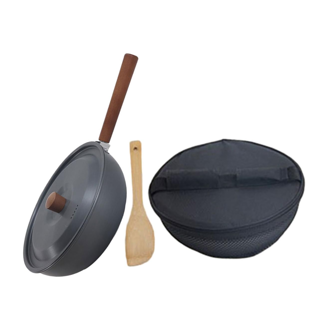 UKCOCO Poêle à Frire de Camping en Alliage D'aluminium, Surface Antiadhésive, Poignée Amovible, Chauffe Uniformément, Cuisine Extérieure et Pique-niques
