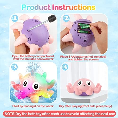 Baby Bath Toys Octopus Bathly Toy Light Up Baby Toys Bath Tub Toys for 1 year old Girls Boys Automatic Induction Spray Water Toy Gifts for Kids Toddler