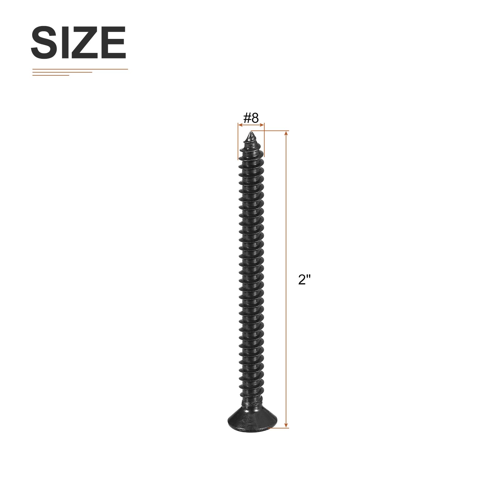 DTGN 25Pcs #8x2" Flat Head Wood Screws, 304 Stainless Steel Phillips Self Tapping Screws - Good for Woodworking Furniture - Black - Image 2