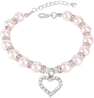 YARNOW 3 Piezas Collar de Gargantilla de Cristal Collar de para Mascota Collar de Colores Cuenta de Cristal Collar de Joyas un Collar Joyas de Mascotas Collar de Mascota Rosa