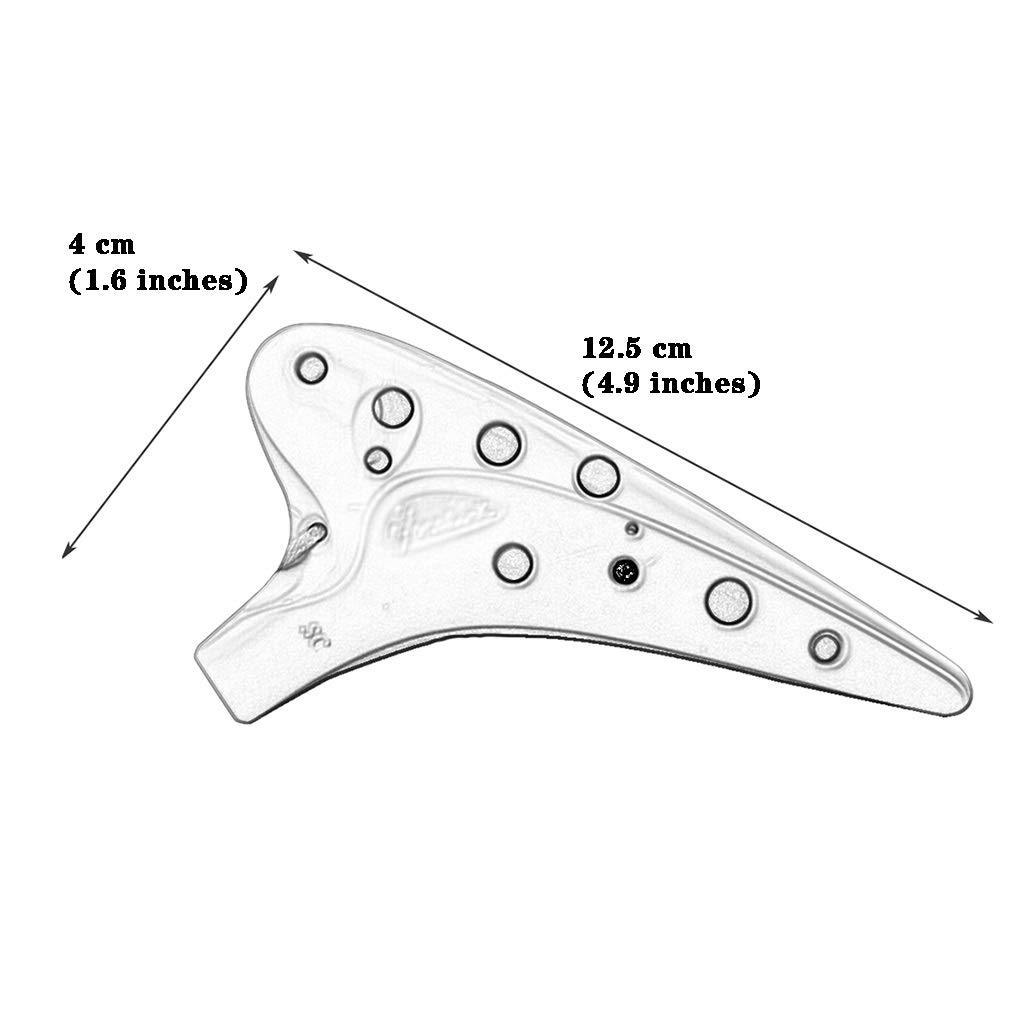 ocarina, Ocarina anti-caduta in plastica con tono acuto a 12 fori, regalo di compleanno, cordino e materiale didattico(Orange)