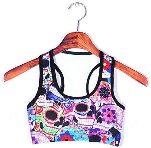 Image of Sister Amy Women's Aerobics Gym Dance Yoga Vest Printed Sports Bra Top Vest