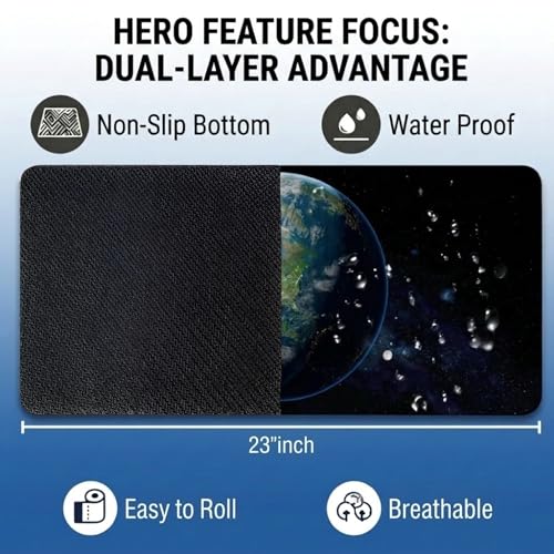 Image of Earth XL Extended Gaming Mouse Pad | XXL Large Desk Mat 60x30cm for Laptop & PC | Non-Slip Rubber Base, Waterproof, Durable & Smooth Surface | Office, Gaming & Study