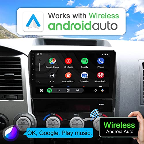 Iying Android Car Stereo For Toyota Tundra 2007-2013/Sequoia 2008-2018 Wireless Carplay Android Auto Car Radio 8-Core 2G+32G 10 Inch Qled Touchscreen Gps Navigation With Live Rearview Backup Camera #TOP3