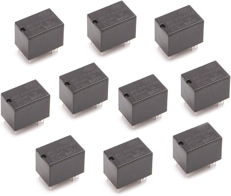 CADANIA 10Pieces JRC-21F 4100 DC Mini Power Relay 6-pin PiecesB Mount Circuit Board Relays 5V