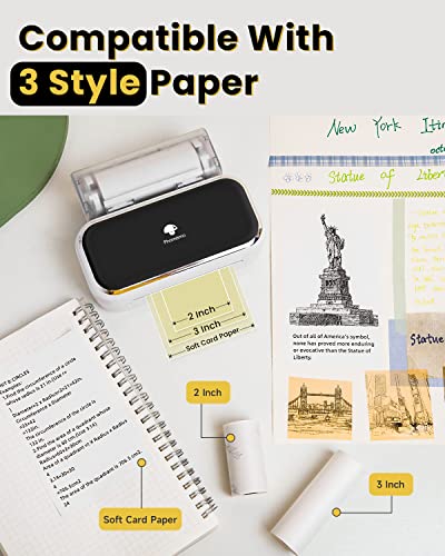 Phomemo M03 Sticker Drucker, Mini Drucker für Smartphone Tragbarer Thermodrucker, 53 und 80mm Sofortdruck, Kompatibel mit Handys und Tablet, für Studium, Fotos, Scrapbooking, Aufkleber - Weiß