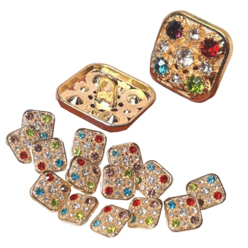 6 Pcs 3D Gem Shank Button Diamonds Inlaid Metal Buttons Vintage Square Sewing Buttons DIY Project Jewelry Making Supplies