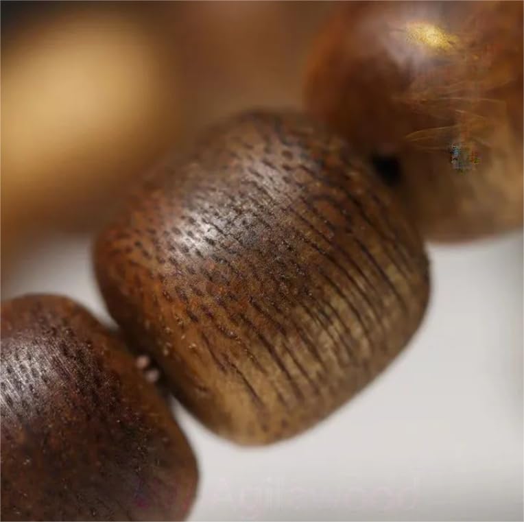 WZGWDC Pulseras de Madera de agar de 12 mm, oración Budista, Cuentas de Madera de agar Mala