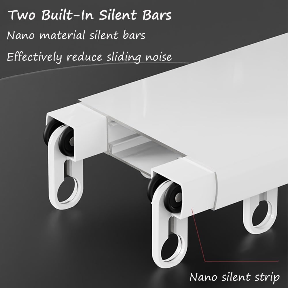 Système de Rideaux de séparation de pièce à Double Rail, Robuste et fixé au Plafond. Installation Facile et Style élégant. Rails en Aluminium Noirs de 75 cm.