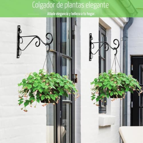 Miniatura 5 de Latern 4 Piezas Soportes Para Cestas Colgantes, 25cm X 20cm Colgador Metálico De Pared Gancho Para Cestas Colgantes Con Tornillo Para Comederos De Pájaros, Faroles, Campanillas De Viento, Macetas