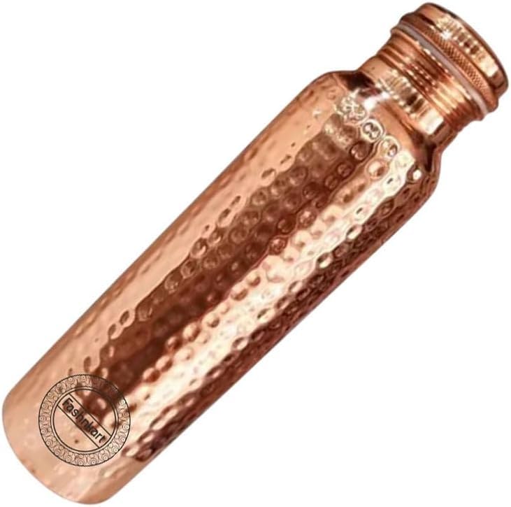 5 Stück Wasserflasche aus reinem Kupfer, gehämmert, auslaufsicher, Design Gefäß, Ayurveda, Gesundheit, Krug für Fitness, Sport, Yoga, 750 ml