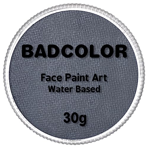 Grey Face Body Paint(30gm), Water Activated Gray Face Painting Kit for Kids & Adults, Non-Toxic SFX Makeup Facepaint for Halloween Grayscale Raven Zombie Costume Cosplay Parties