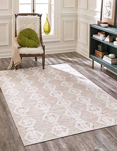 Rugs.com Sabrina Soto Casa Collection Rug â€“ 5' x 8' Beige High Rug Perfect for Bedrooms, Dining Rooms, Living Rooms