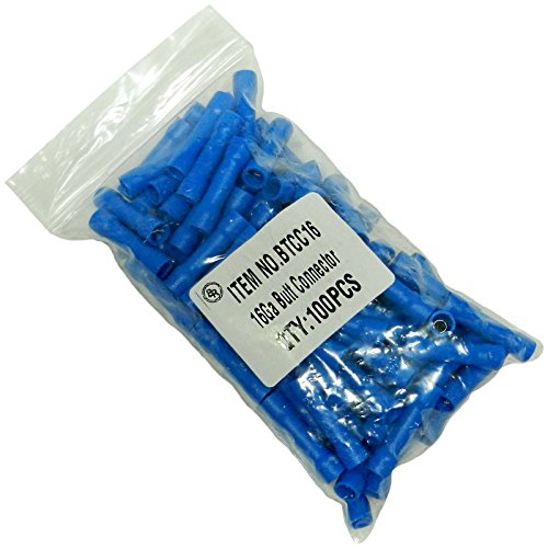 Bass Rockers 16-14 Gauge Blue Vinyl Butt Connectors (100pc)