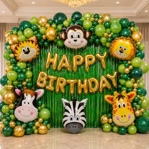 Image of Party Propz Jungle Theme Birthday Decoration Kit - 49Pcs Happy Birthday Decoration Kit Boys with Jungle Theme Birthday Banner, 2ft Animal Foil Balloons, Safari Theme birthday Decoration (Foil,Latex)