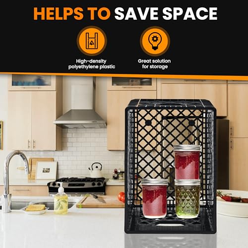 sxlCAY 24QT Plastic Heavy-Duty Milk Crate, Black - Thumbnail 6