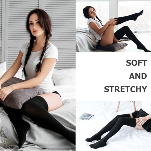 Image of DRESHOW Extra Long High Thigh Socks Striped Over Knee Thin Tights Long Stocking