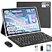 ZIOVO Android 15 Tablet 10 Zoll Gemini AI, 30GB RAM+128GB ROM(TF 1TB), 5G WLAN, Octa-Core 2.0GHz, Widevine L1, 8000mAh, BT 5.0, GPS, Face ID, Tablet mit Tastatur, Maus - Schwarz