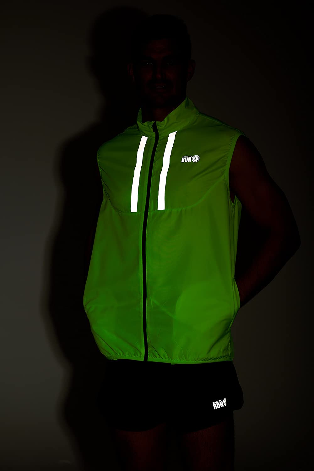 time to run Laufveste ärmellos Gilet Mit Taschen für Herren - Leichte Winddichte Atmungsaktiv - Ideal für Übung und Jogging