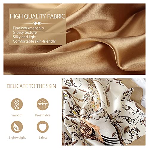 Women's Silk Scarf Fashion Animal Print Peacock Horse Long Lightweight Warm Scarves Wrap Sunscreen Shawl All Season3