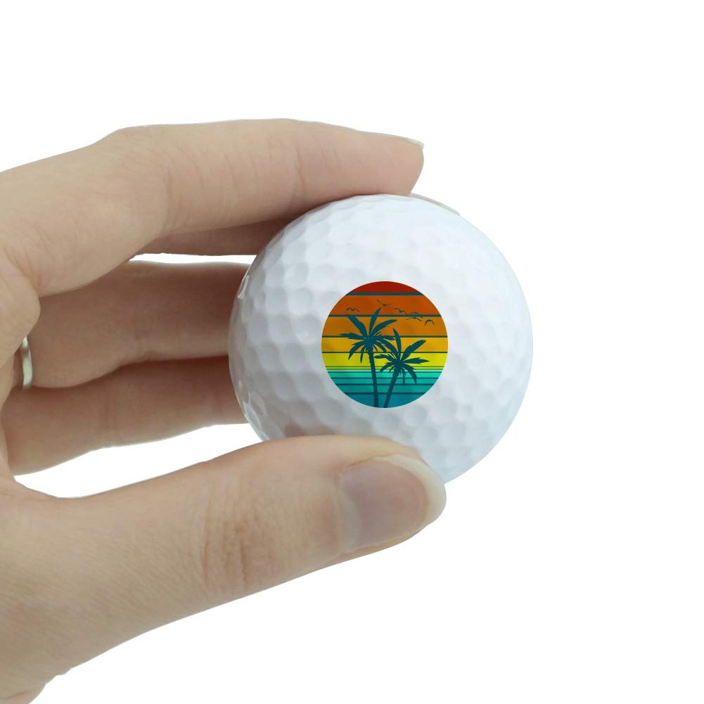GRAPHICS & MORE Sunset with Palm Trees Graphic Novelty Golf Balls 3 Pack