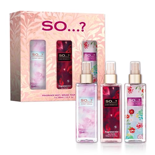 So…? Coffret cadeau de brume parfumée Collection, avec romance sombre, écrasement floral et rêve de sorbet, ensemble parfums brume corporelle (3x100ml)