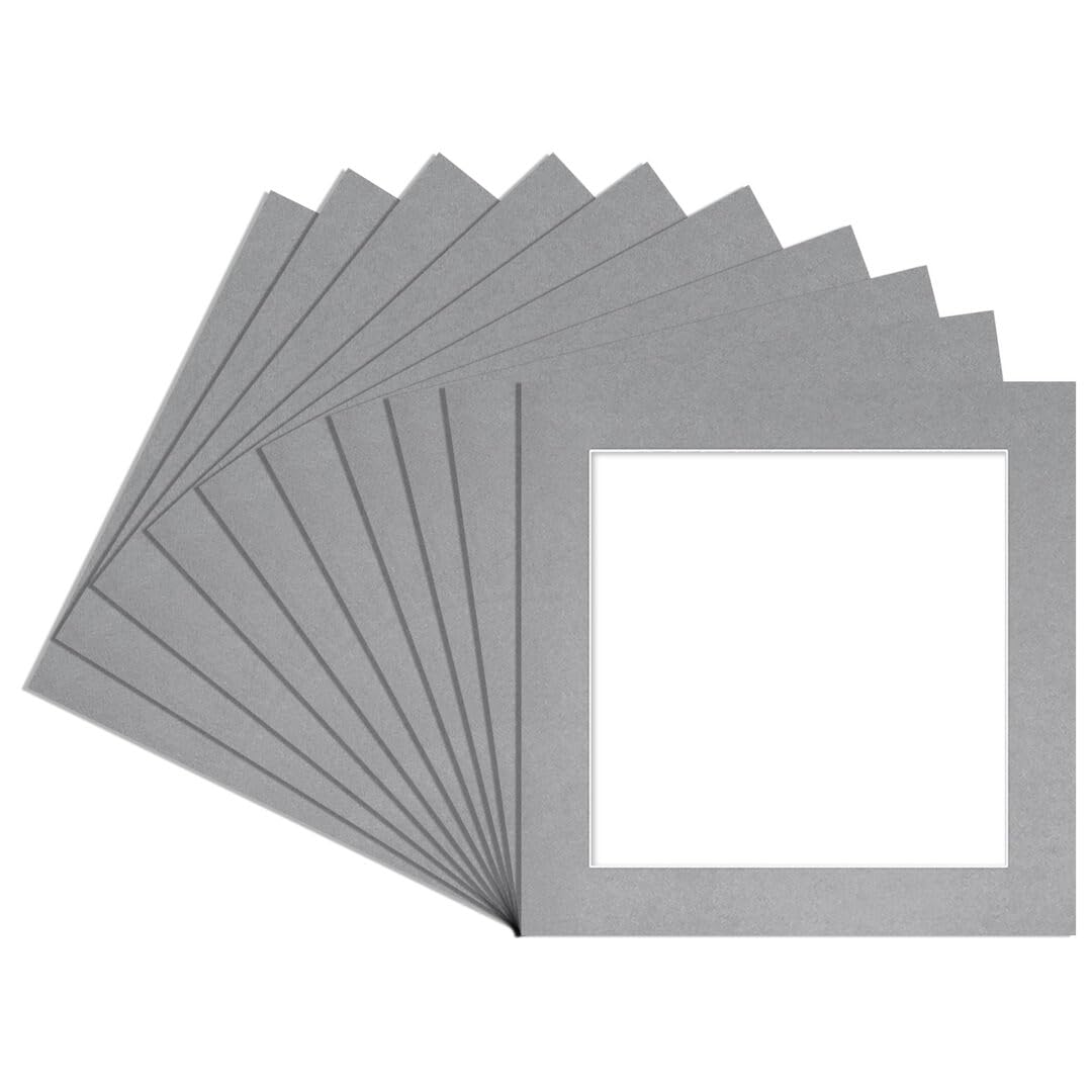 Alison Kingsgate 8X8 Silver Picture Mount for Frames-6X6 Aperture-Pack 10 — image 1