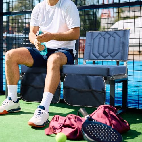 Stadium Seats for Bleachers with Back Support, Bleacher Seats with Backs and Cushion Wide, Portable Folding Comfort Stadium Chair with Shoulder Strap, Carry Handle, Storage Pockets, Navy, 1Pack