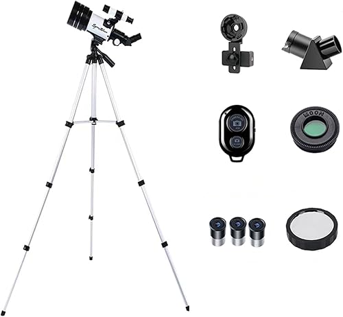 Miniatura 8 de Telescopio, apertura de 2.756 in (15X-150X) telescopios refractores portátiles para adultosniñosprincipiantes en astronomía, telescopio de viaje