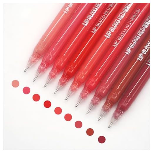 Yolaka Canetas de gel com ponta fina de 0,6 mm, lápis de desenho de 9 cores para livros de colorir para adultos, conjunto de canetas de escrita suave para diário (bastão labial vermelho)