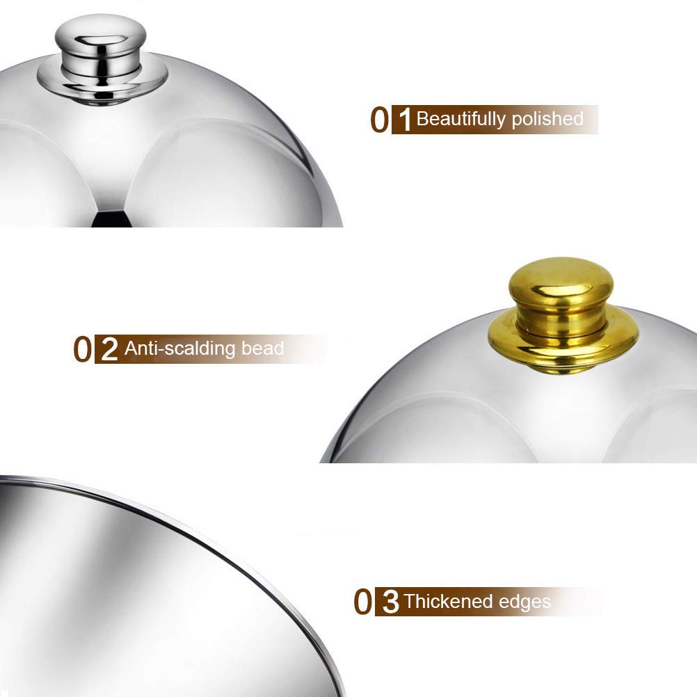 BEIJIALY Roestvrijstalen Cloche Voedseldeksel, Dome Plate Covers Dome Serveerschaal Schotel Dineren Diner voor Thuis Keuken Restaurant Cafe(Geassorteerde kleur