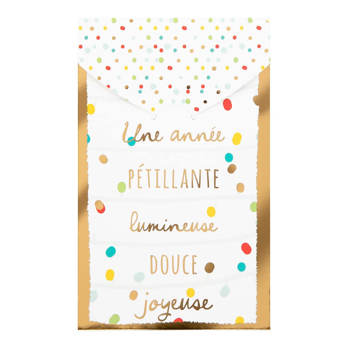DRAEGER PARIS | Greeting Card "A Fizzy Happy Year Lighting" | Christmas Garland | Eve | Hot Gold Finish | 10.5 x 17 cm | Made in England | Envelope Included | FSC® Paper