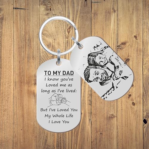 Image of Father's Day Gifts, Dad Birthday Gifts from Daughter Personalised Daddy Photo Keyring - The Moment You Became My Daddy | Personalised New Born Baby Gift