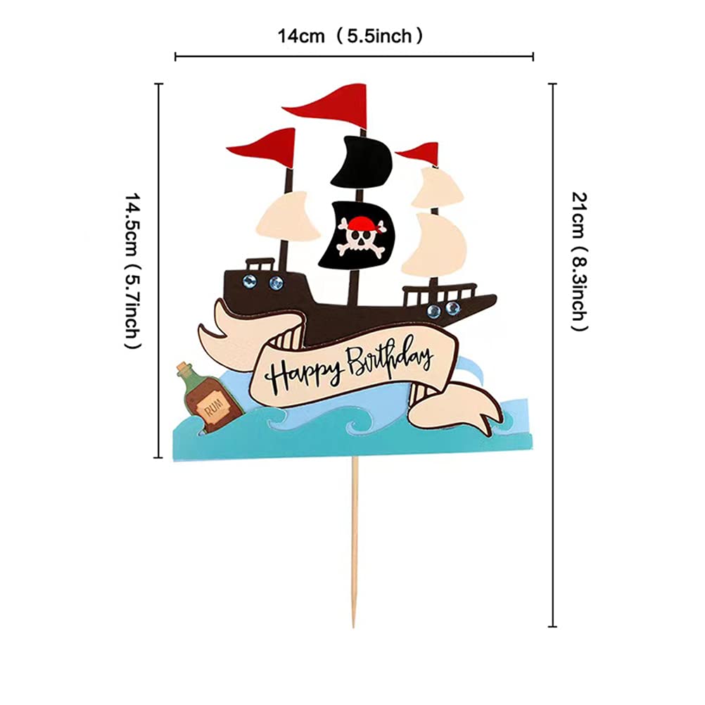 Decorazioni Torta Pirate 7 Pezzi: Set Compleanno Con Bandana, Spada E Scrigno Del Tesoro Per Torte E Cupcake - Fai Una Festa Dei Pirati Indimenticabile Per Bambini! - 3