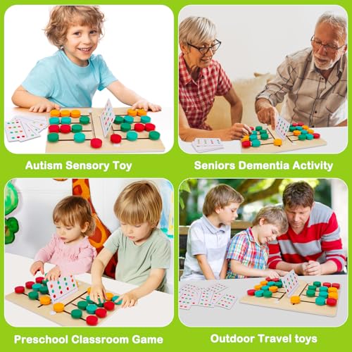 AugToy Montessori Color Matching Learning Toys Sliding Puzzle for Kids 3 4 5 6 7 Years Old Preschool Logic Game Brain Teasers Boys Girls 2 Players Educational Wooden Toddler Travel Toys Gifts - Image 7