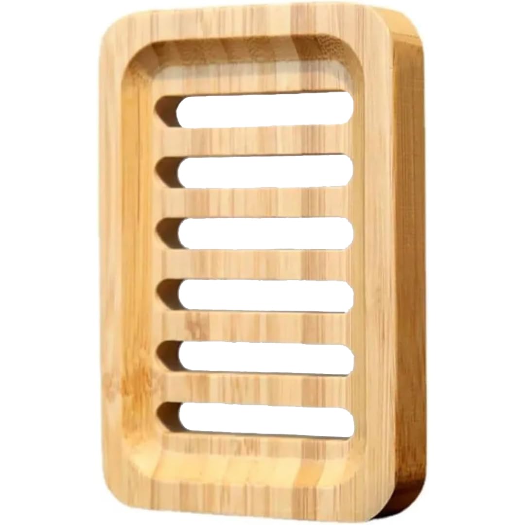 Kandid Teak Wood Soap Dish, Single Pack Waterproof Self Draining Soap Dish - Natural Wooden Bar Soap Holder for Bathroom and Kitchen