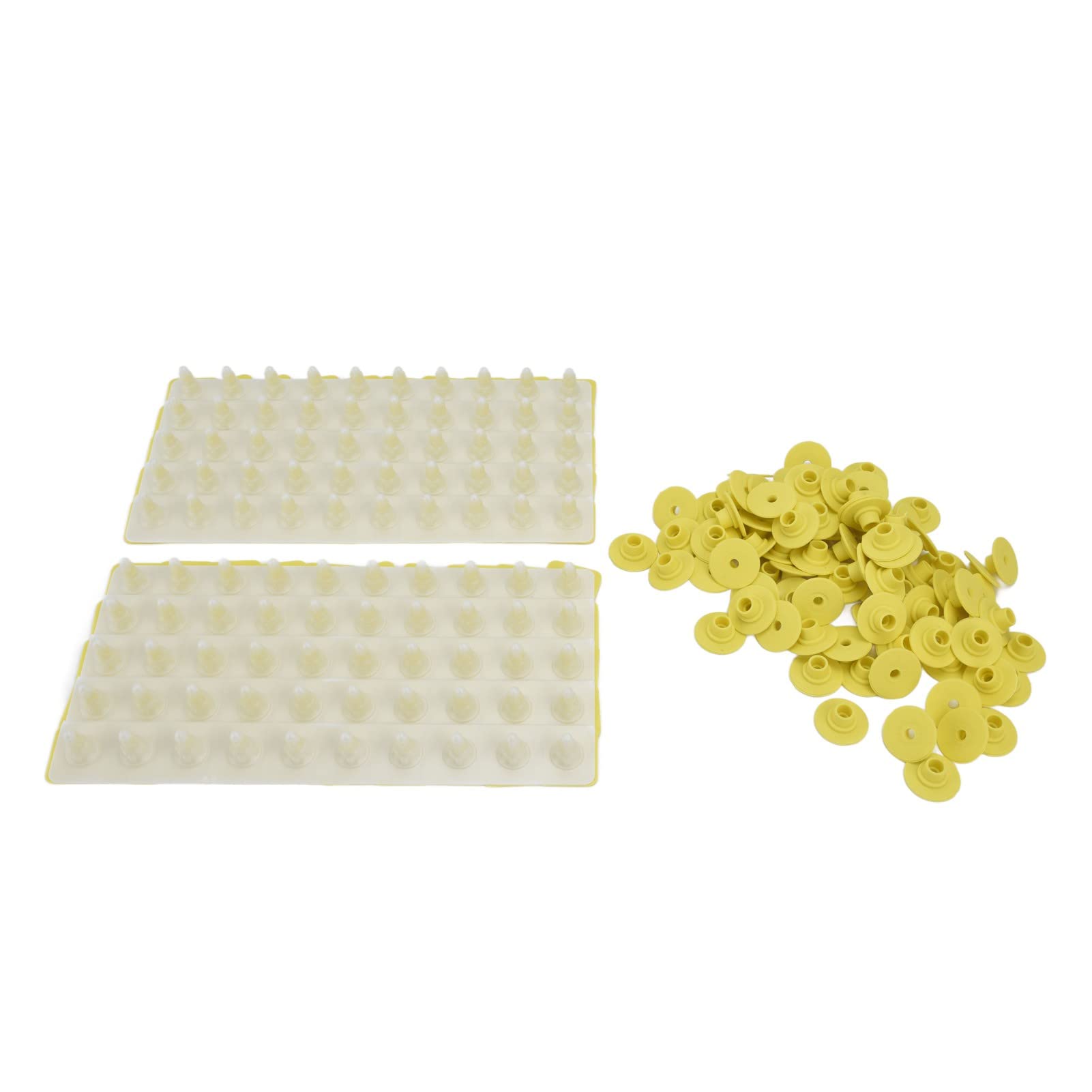 Zestaw plastikowych kolczyków do uszu Znaczniki identyfikacyjne zwierząt gospodarskich 100 zestawów Żółte, dobrze widoczne Trwałe zawieszki dla zwierząt dla owiec Bydło Świnie