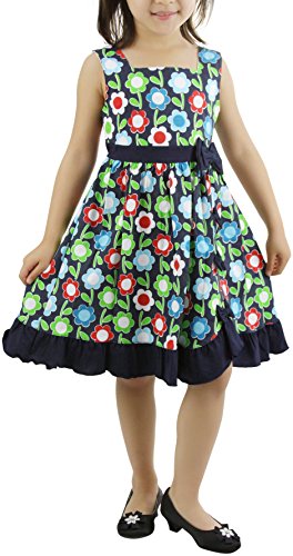Image of ToBeInStyle Girls Two Piece Short Sleeve Dress and Matching Bolero Crop Cardigan Assorted Prints Cotton Blend Summer Outfit
