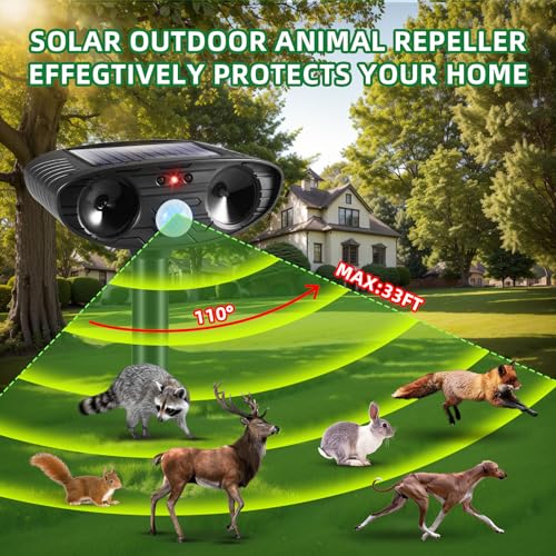 Jllom NO.63 4Pcs Ultrasonic Animal Repellent Outdoor Solar Animal Repeller With Motion Detection Cat Deterrent Outdoor Deer Repellent Device Repelling Coyote Raccoon Squirrel Skunk Repellent For Yard thumb #6